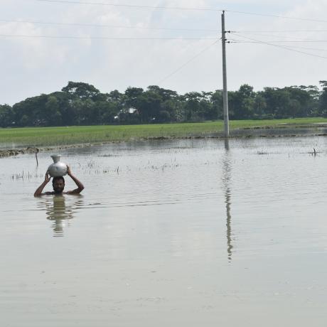A flood in Bangladesh caused by the climate crisis