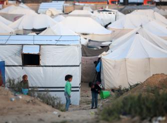 Displaced Palestinians Rafah Gaza Strip 