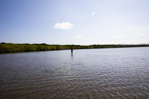 Kampong Samaky community member fishing