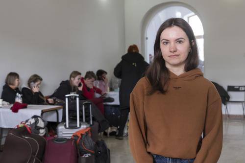 Nina, 25 [names changed to protect individuals] fled Ukraine when the bombing began. After arriving in Iași, Romania, she now volunteers to help other refugees fleeing the war. 