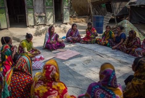 Sabita Rani leading a village group in Bangladesh