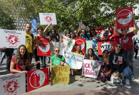 A group of protesters at the global climate strike