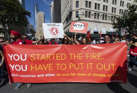 Protesters on the global climate strike