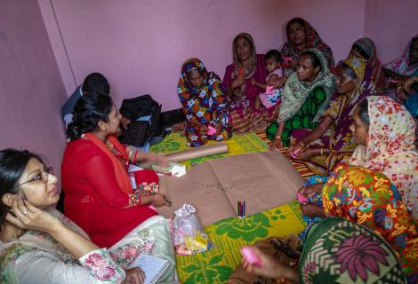 A group of women in Bangladesh take part in ActionAid led research