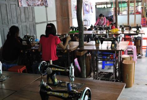 women sewing in Myanmar