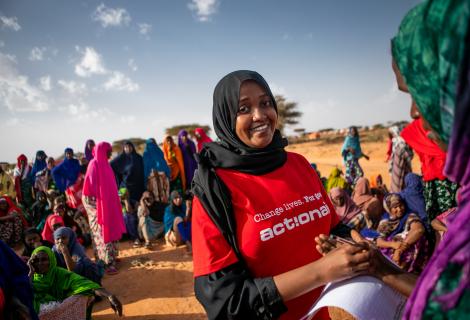 Hibo (Action Aid staff member) helps coordinate and faciliate the distribution of dignity kits to women in an IDP camp in Somaliland.