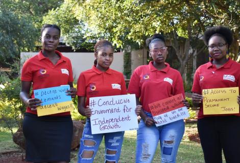 Young women in South Africa demanding for decent work