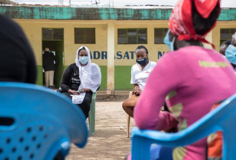 A meeting of a young urban women's group in Kenya