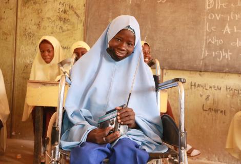 Umma is one of the 1196 children who received radios from ActionAid through the Tax and gender responsive public services project across Lagos and Sokoto in 2020 to facilitate continued learning after school closure due to covid.