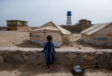 A girl stands in Shaiday refugee camp near Herat, which is home to 42,000 families.