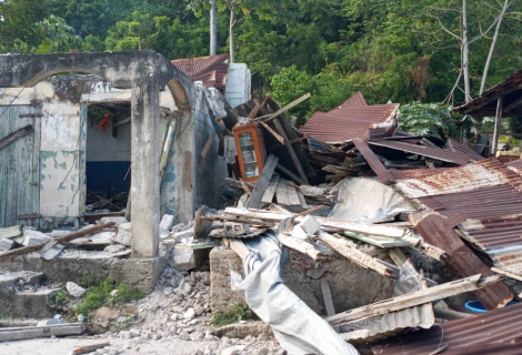 Homes destroyed by Haiti earthquake 