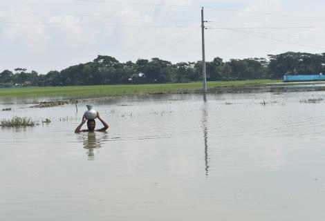 A flood in Bangladesh caused by the climate crisis