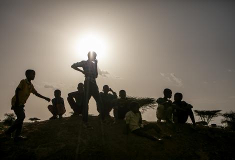 men and boys at an IDP camp Somaliland,