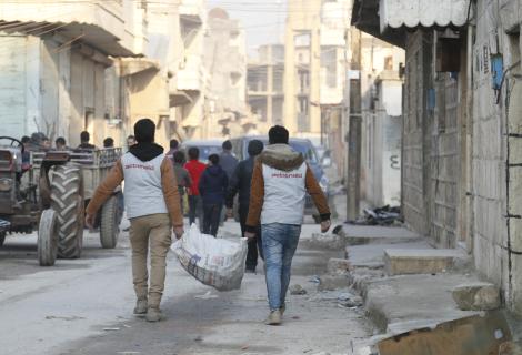 ActionAid's local partner Violet distribute wood and heating materials in Northwest Syria