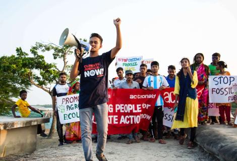 Youth activist holding megaphone