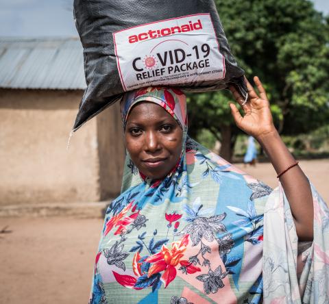 Hussaina Dahiru, a recipient of the relief packages distributed in Gwalada community.