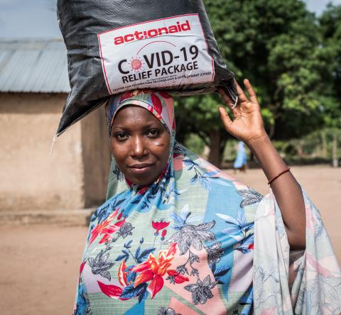 Hussaina Dahiru, a recipient of the relief packages distributed in Gwalada community