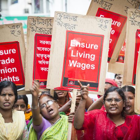 Women from the Rights Café in Bangladesh demanding labour rights