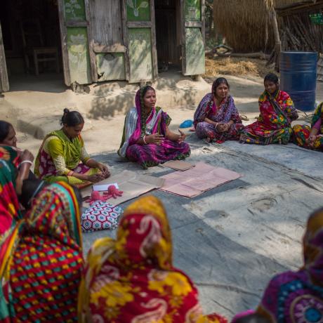 Sabita Rani leading a village group in Bangladesh
