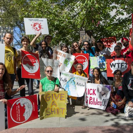 A group of protesters at the global climate strike