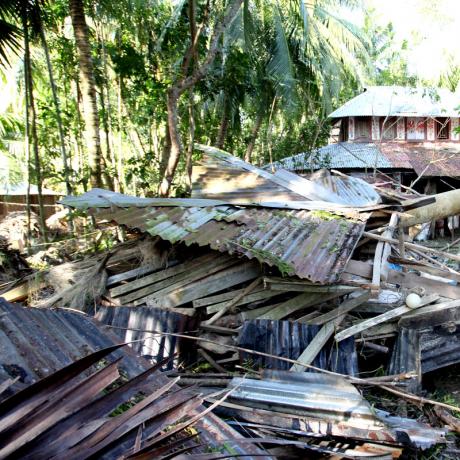 A home destroyed by cyclone Bulbul in Bangladesh