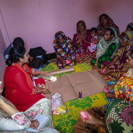 A group of women in Bangladesh take part in ActionAid led research