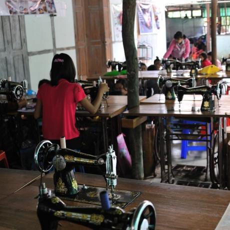 women sewing in Myanmar