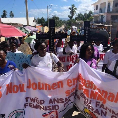 Women protest rising violence and political corruption in Haiti