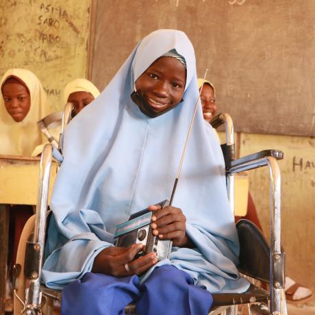 Umma is one of the 1,196 children who received radios from ActionAid through the Tax and Gender Responsive Public Services project across Lagos and Sokoto, to facilitate continued learning after school closures due to Covid-19.
