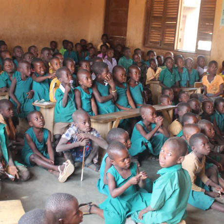 Children in an overcrowded school in Ghana