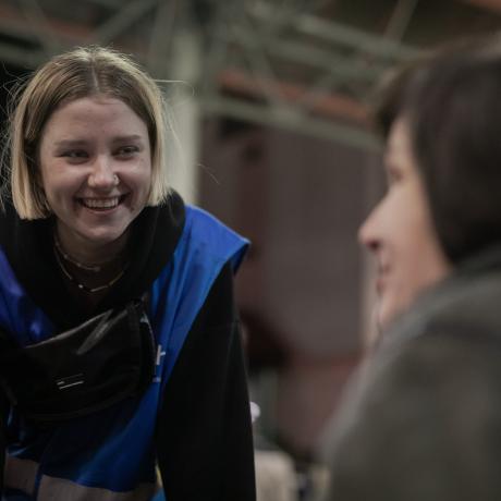 Lala, 20, student and PAH volunteer who left her country Belarus because of government human rights violations, and now supports Ukrainian refugees at Hebrenne.