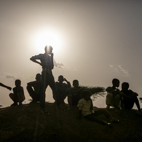men and boys at an IDP camp Somaliland,