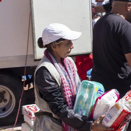 ActionAid partner, ES Maroc, carries out distribution of essential aid to the hard-to-reach community of Oukaymiden.