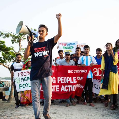Youth activist holding megaphone