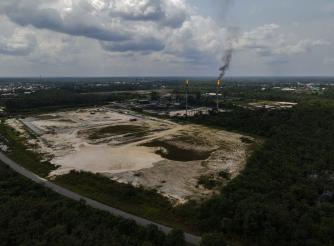 Gas flares from a fossil fuel facility located in the Niger Delta