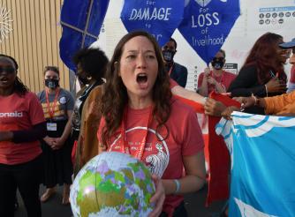 ActionAid campaigner holds action at COP27