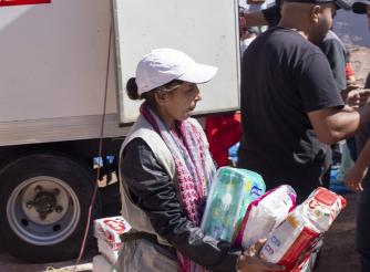 ActionAid partner, ES Maroc, carries out distribution of essential aid to the hard-to-reach community of Oukaymiden.