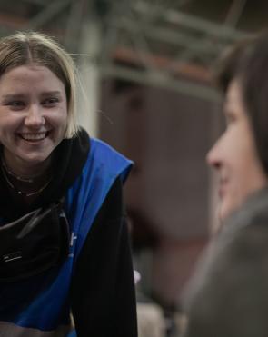 Lala, 20, student and PAH volunteer who left her country Belarus because of government human rights violations, and now supports Ukrainian refugees at Hebrenne. 