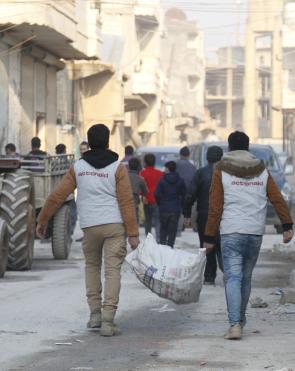 ActionAid's local partner Violet distribute wood and heating materials in Northwest Syria