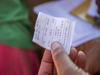 Receipt in hand