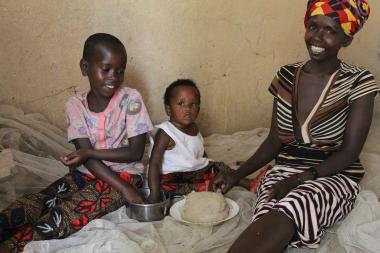 Ernestine enjoying a meal with her daughters